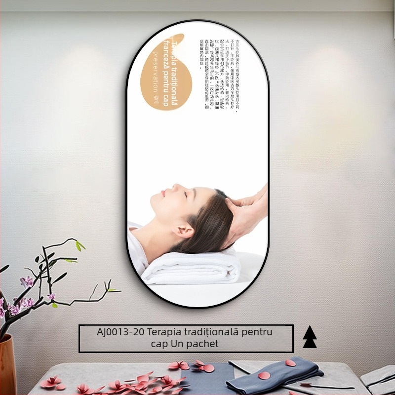 Tablou decorativ pentru centru de Medicină Tradițională Chineză și fundal pentru salon de înfrumusețare, ilustrație a terapiei pentru cap, înrămat