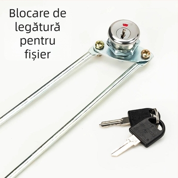 Lacăt pentru dosare cu ușă metalică, afișaj, mecanism cu tijă de conectare sus–jos; potrivit pentru dulapuri de personal și arhive; cilindru de închidere.