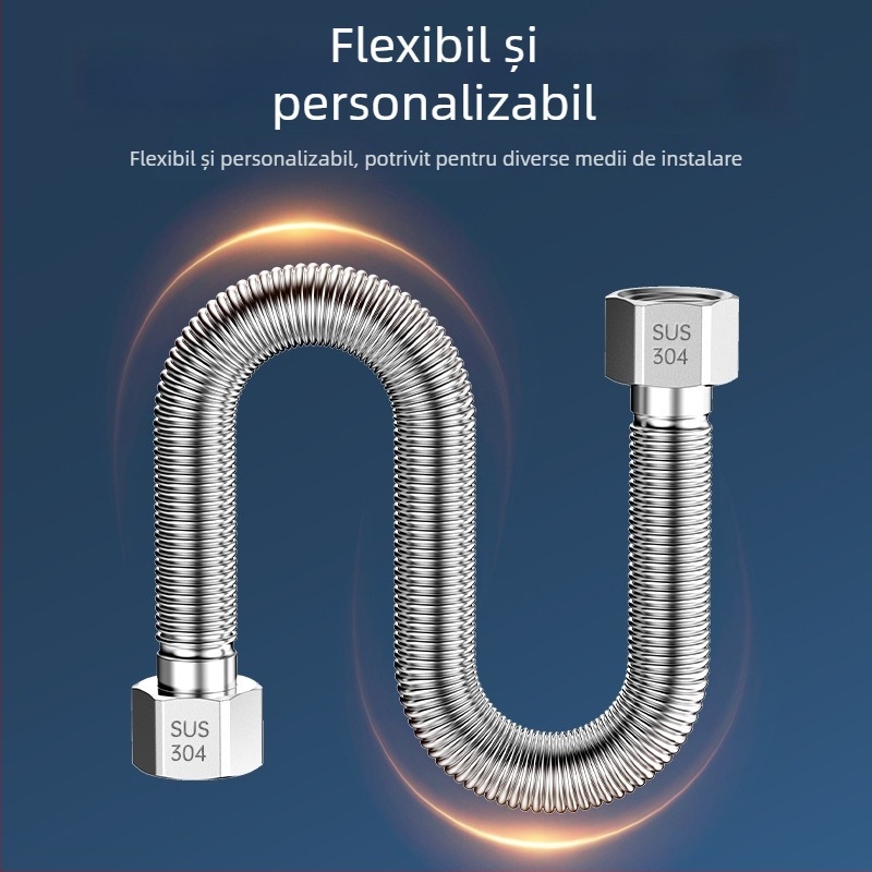  conductă flexibilă din oțel inoxidabil 304, pereți îmbunătățiți, țeavă corrugată, intrare apă caldă/rece pentru boiler și toaletă, furtun metal cu protecție la explozie