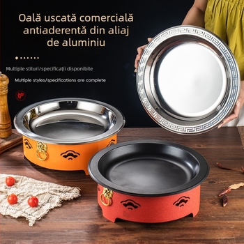 Set de arzător cu alcool și oală mică de gătit, oțel inox, model Dry Pot, stil Chinez nou, bază de încălzire integrată