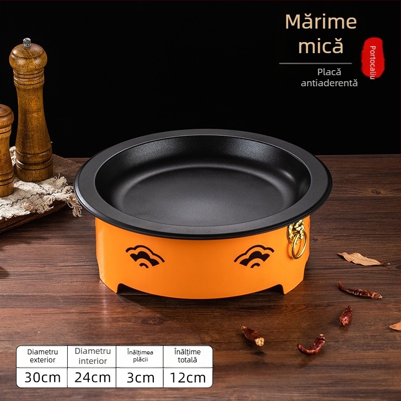 Set de arzător cu alcool și oală mică de gătit, oțel inox, model Dry Pot, stil Chinez nou, bază de încălzire integrată