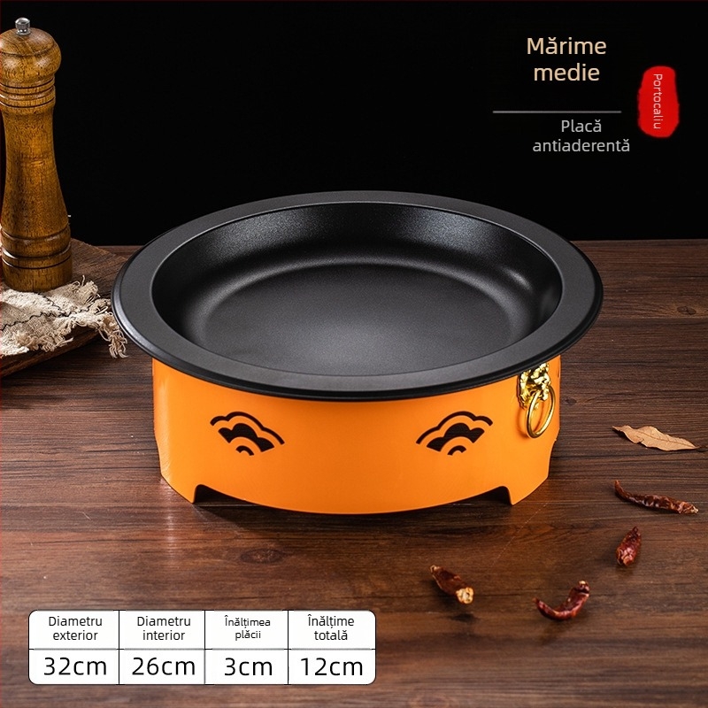 Set de arzător cu alcool și oală mică de gătit, oțel inox, model Dry Pot, stil Chinez nou, bază de încălzire integrată