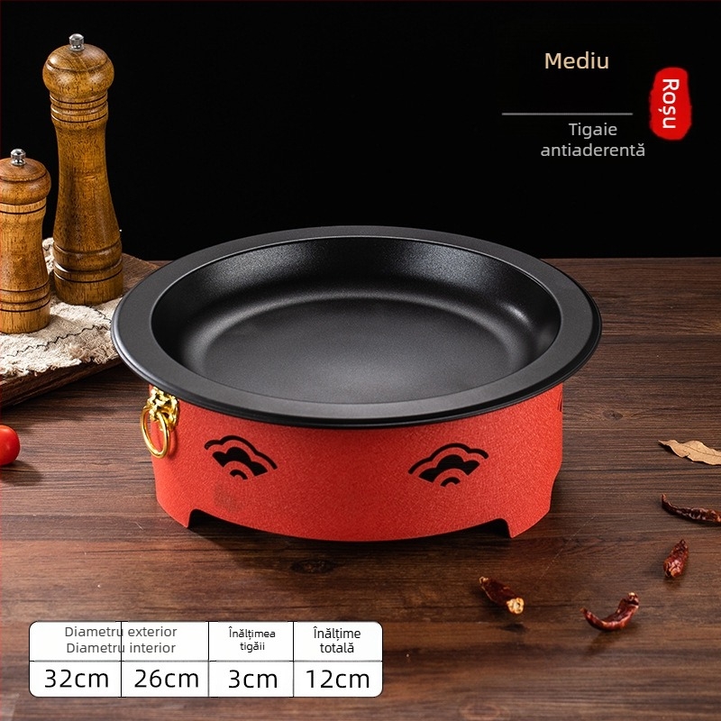Set de arzător cu alcool și oală mică de gătit, oțel inox, model Dry Pot, stil Chinez nou, bază de încălzire integrată