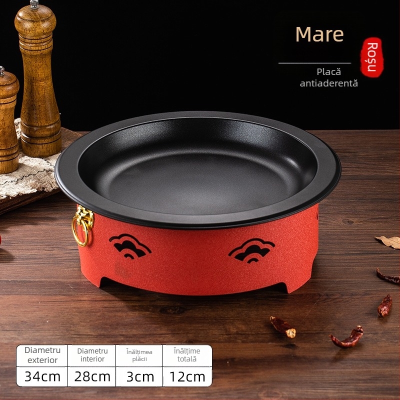 Set de arzător cu alcool și oală mică de gătit, oțel inox, model Dry Pot, stil Chinez nou, bază de încălzire integrată