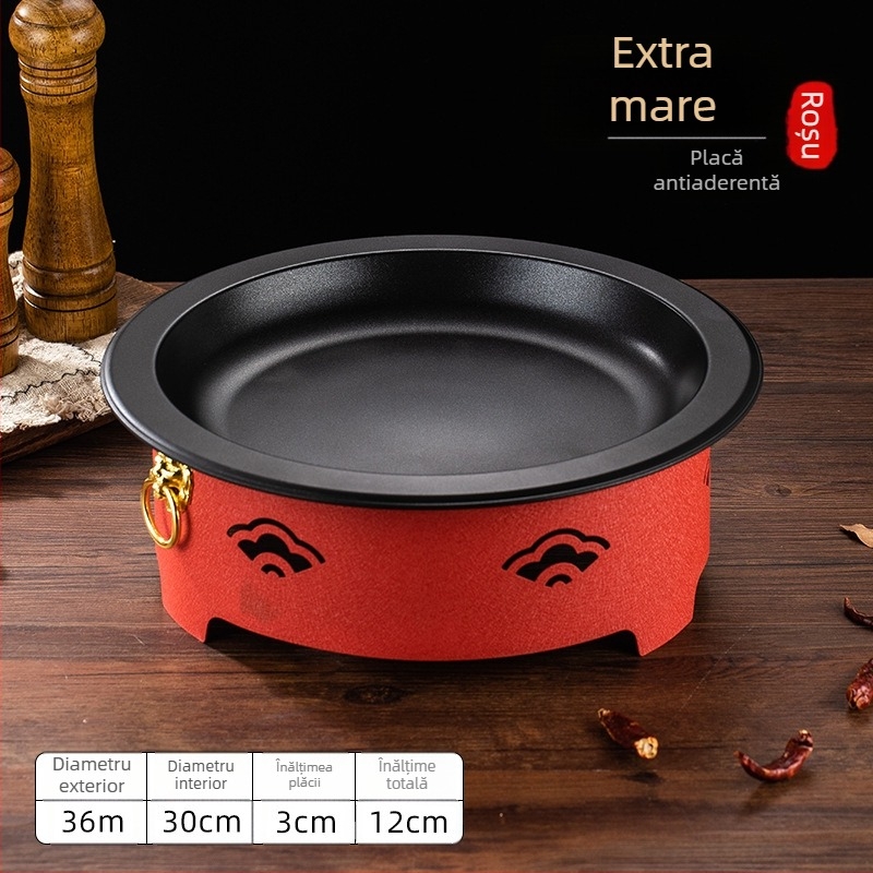 Set de arzător cu alcool și oală mică de gătit, oțel inox, model Dry Pot, stil Chinez nou, bază de încălzire integrată