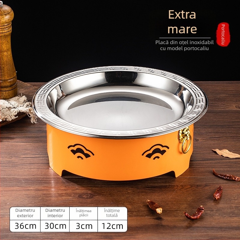 Set de arzător cu alcool și oală mică de gătit, oțel inox, model Dry Pot, stil Chinez nou, bază de încălzire integrată