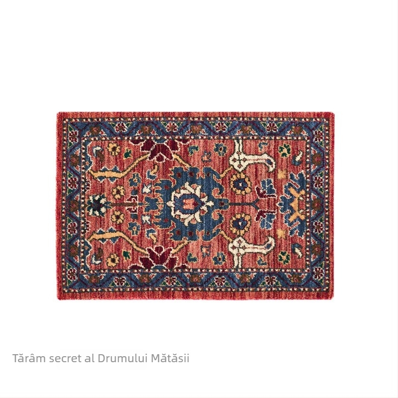 Covor imitatie de cașmir în stil etnic chinezesc, model geometric, dreptunghiular pentru sufragerie, gros și moale, izolare fonică