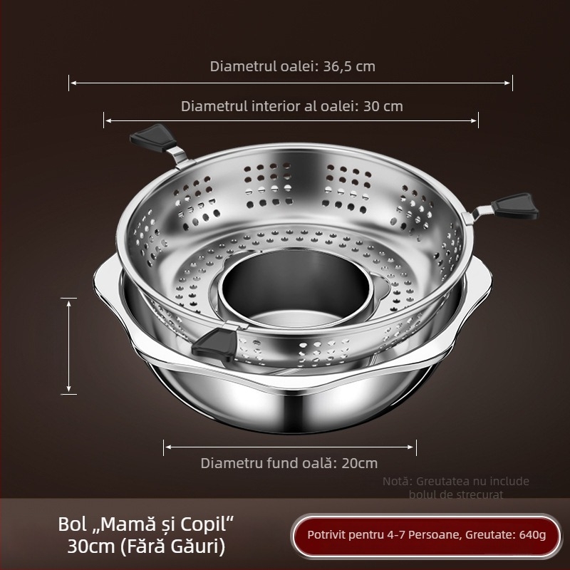 Oală de fondue chinezesc din oțel inoxidabil cu separator, două arome, 4,1–6 L, pentru uz casnic sau comercial
