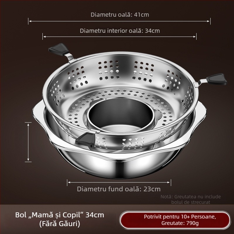 Oală de fondue chinezesc din oțel inoxidabil cu separator, două arome, 4,1–6 L, pentru uz casnic sau comercial