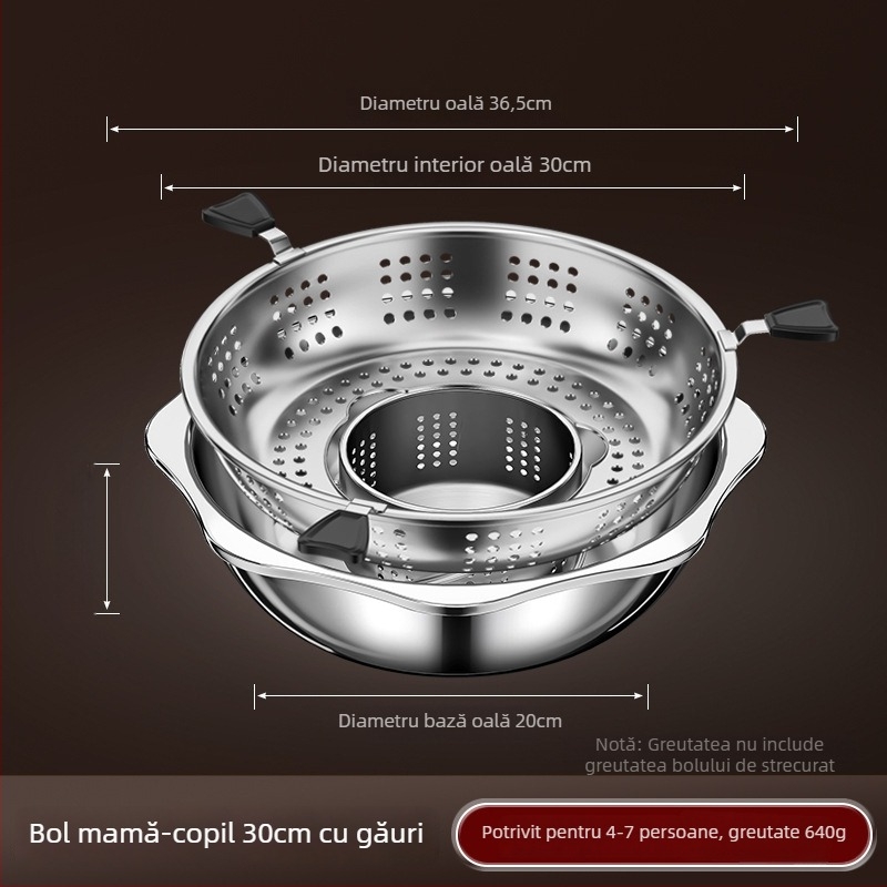 Oală de fondue chinezesc din oțel inoxidabil cu separator, două arome, 4,1–6 L, pentru uz casnic sau comercial