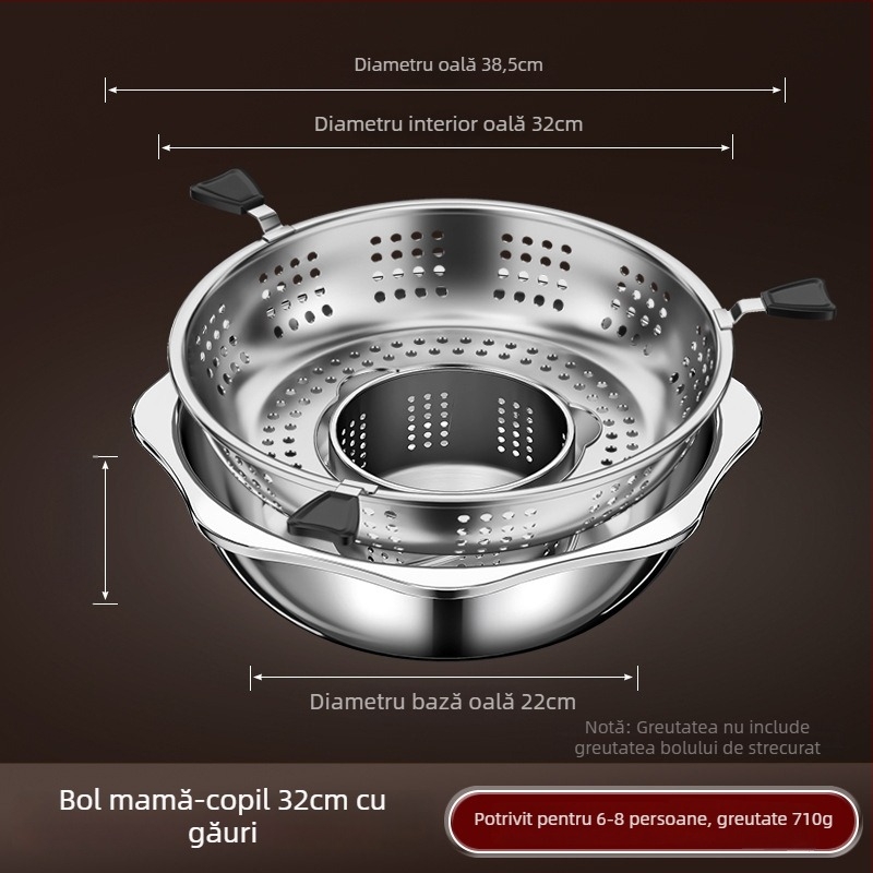 Oală de fondue chinezesc din oțel inoxidabil cu separator, două arome, 4,1–6 L, pentru uz casnic sau comercial