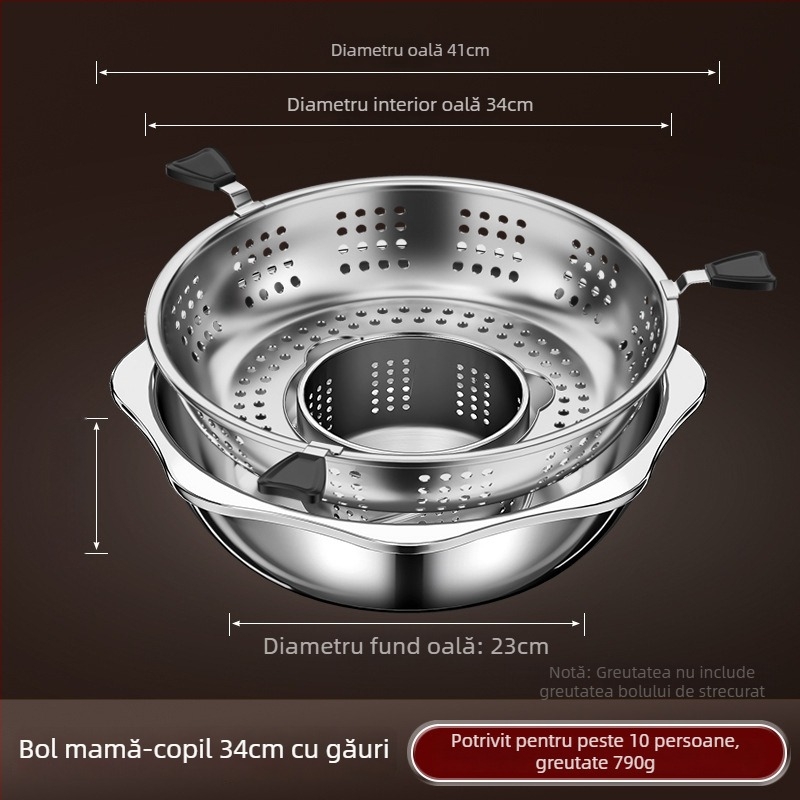 Oală de fondue chinezesc din oțel inoxidabil cu separator, două arome, 4,1–6 L, pentru uz casnic sau comercial