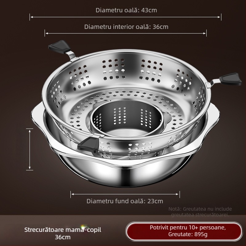 Oală de fondue chinezesc din oțel inoxidabil cu separator, două arome, 4,1–6 L, pentru uz casnic sau comercial