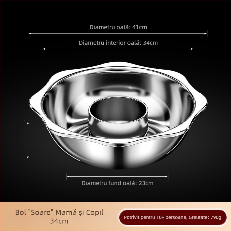 Oală de fondue chinezesc din oțel inoxidabil cu separator, două arome, 4,1–6 L, pentru uz casnic sau comercial