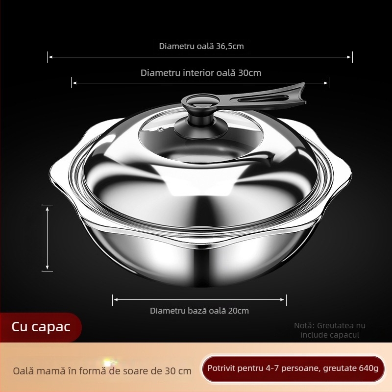 Oală de fondue chinezesc din oțel inoxidabil cu separator, două arome, 4,1–6 L, pentru uz casnic sau comercial