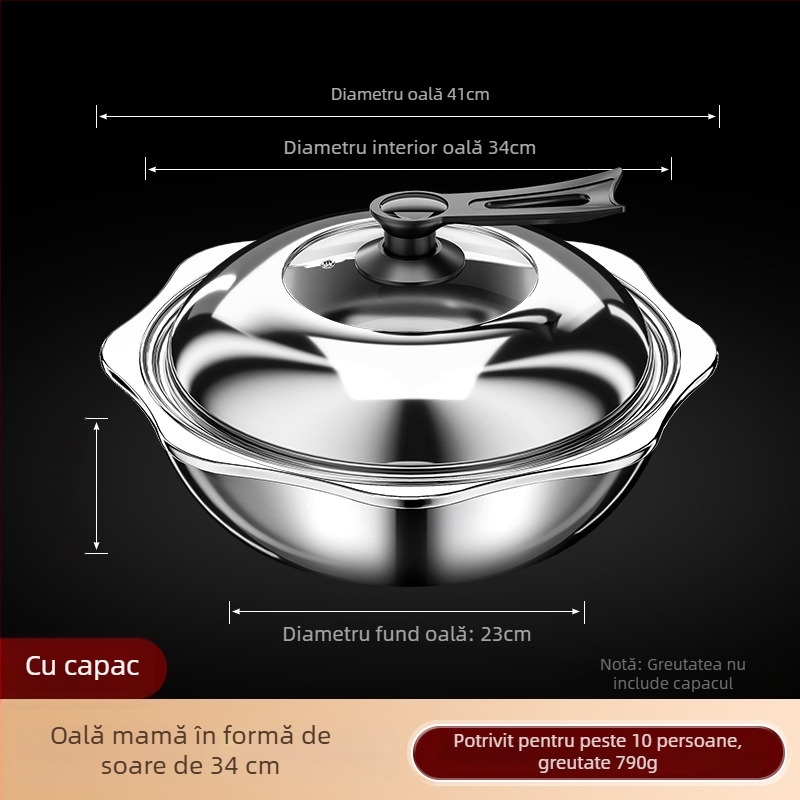 Oală de fondue chinezesc din oțel inoxidabil cu separator, două arome, 4,1–6 L, pentru uz casnic sau comercial