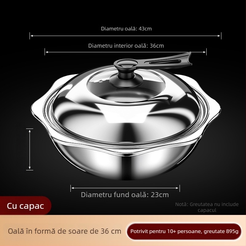 Oală de fondue chinezesc din oțel inoxidabil cu separator, două arome, 4,1–6 L, pentru uz casnic sau comercial