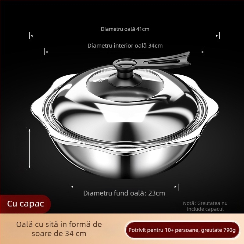 Oală de fondue chinezesc din oțel inoxidabil cu separator, două arome, 4,1–6 L, pentru uz casnic sau comercial