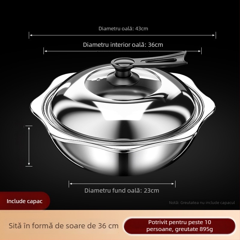 Oală de fondue chinezesc din oțel inoxidabil cu separator, două arome, 4,1–6 L, pentru uz casnic sau comercial