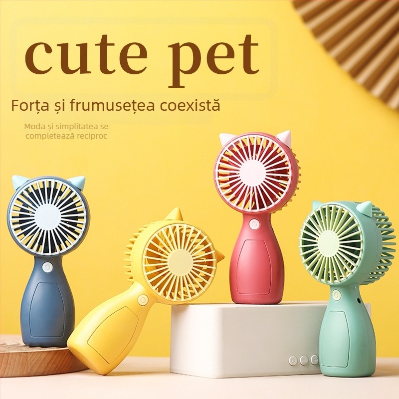 Ventilator portabil USB, baterie încorporată, 4 palete, silențios și compact