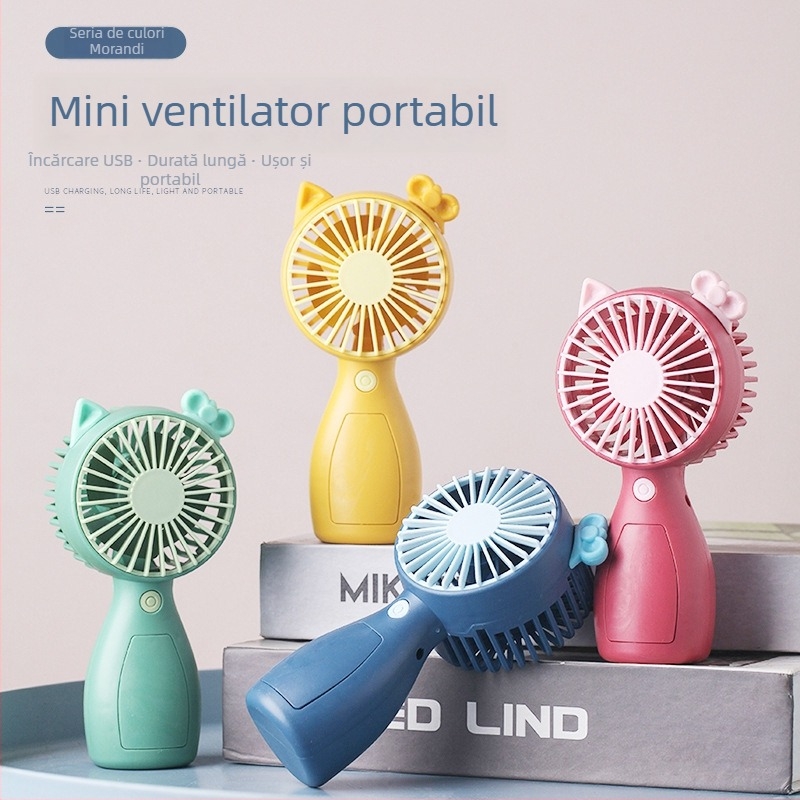 Ventilator portabil USB, baterie încorporată, 4 palete, silențios și compact