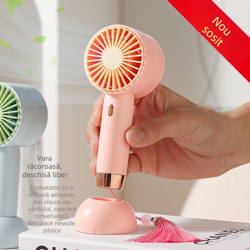 Ventilator portabil USB, baterie încorporată, 4 palete, silențios și compact