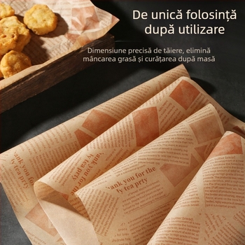 Hârtie de copt groasă pentru tavă, cu acoperire din silicon, absorbantă de grăsimi, pentru prăjit – potrivită pentru cartofi prăjiți, burgeri și pâine