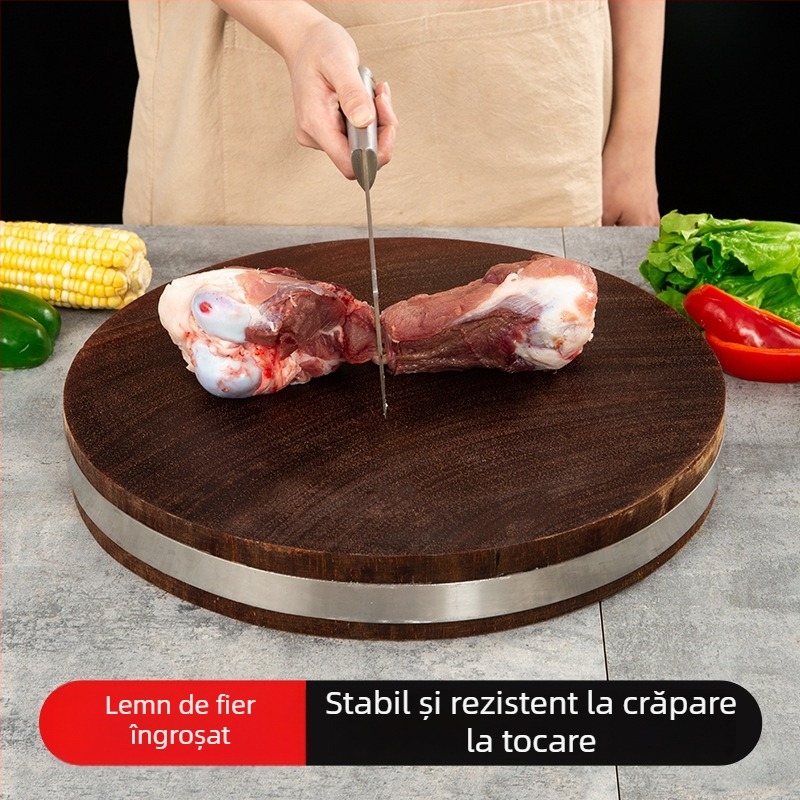 Daltă de tăiat vietnameză din lemn masiv de fier, placă rotundă din lemn pentru bucătărie, uz casnic