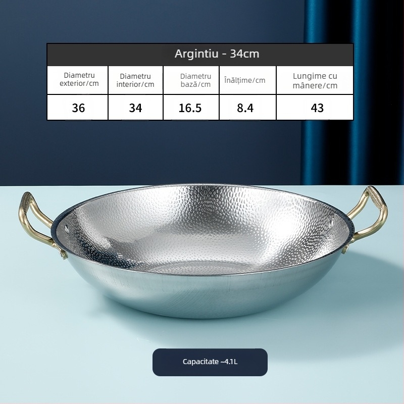 304 oțel inoxidabil, oală cu model de fulg de zăpadă și finisaj ciocănit, oală uscată cu arzător pe bază de alcool, oală sukiyaki, fructe de mare coreene, oală pentru o singură persoană