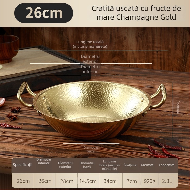 304 oțel inoxidabil, oală cu model de fulg de zăpadă și finisaj ciocănit, oală uscată cu arzător pe bază de alcool, oală sukiyaki, fructe de mare coreene, oală pentru o singură persoană