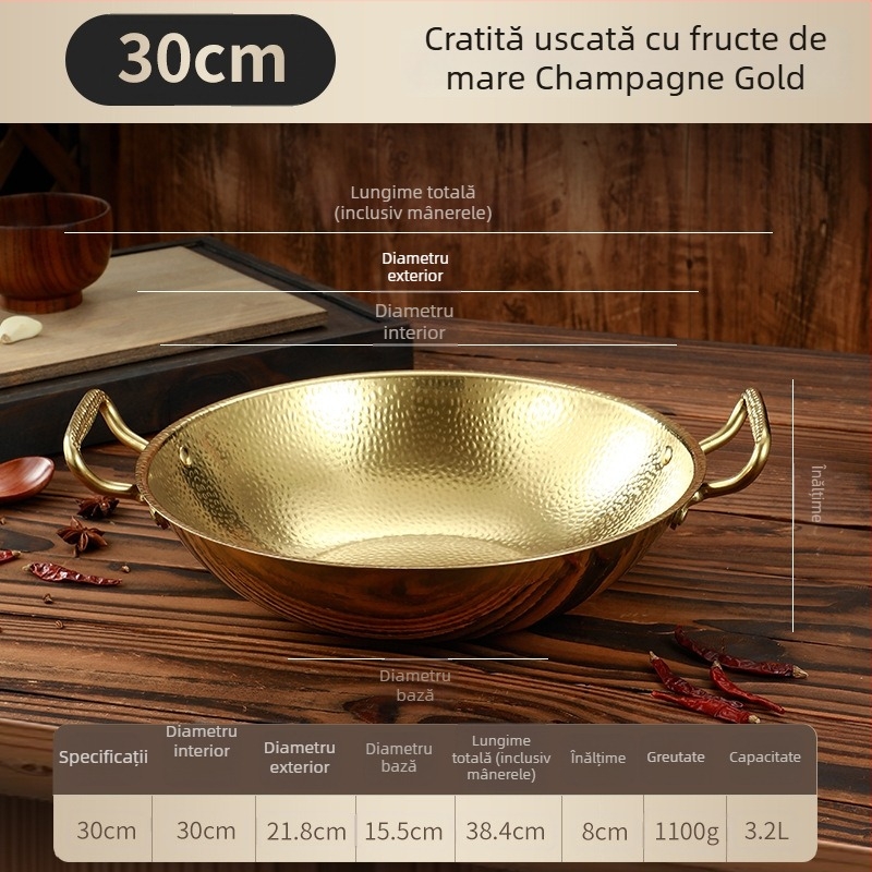 304 oțel inoxidabil, oală cu model de fulg de zăpadă și finisaj ciocănit, oală uscată cu arzător pe bază de alcool, oală sukiyaki, fructe de mare coreene, oală pentru o singură persoană