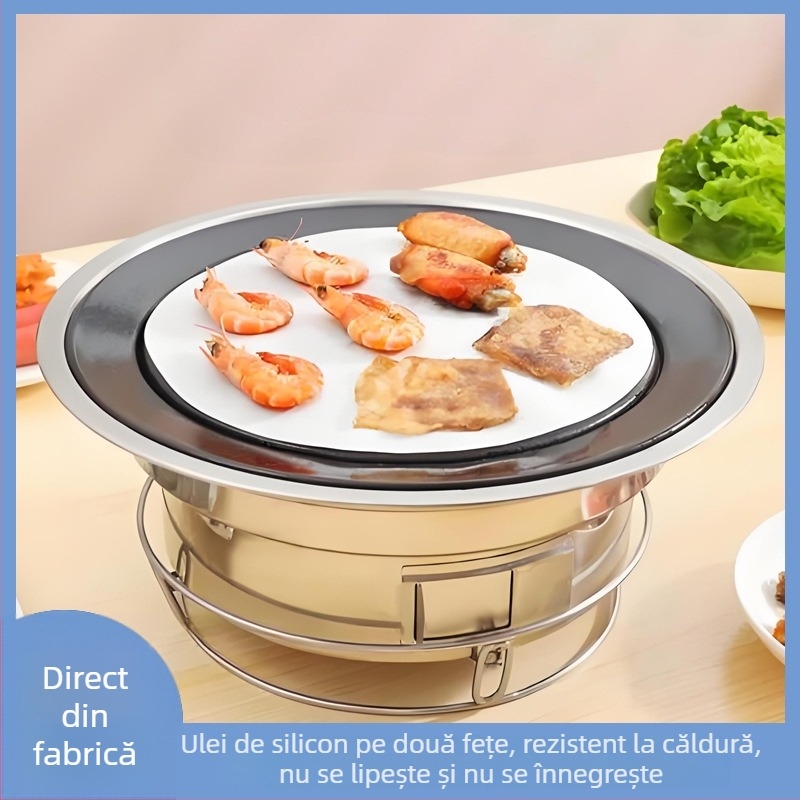 Hârtie de copt circulară, de calitate alimentară, cu acoperire din silicon, absorbantă de grăsime, hârtie de grătar, de unică folosință