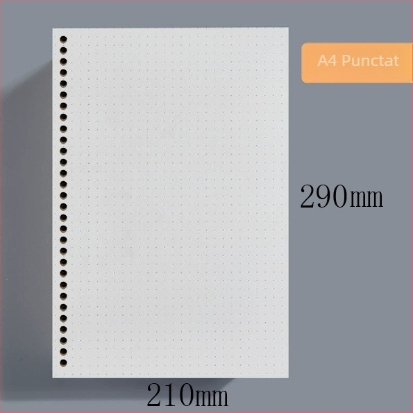 Morning 100 g foi de înlocuire pentru paginile interioare ale blocului A7, cu 6 găuri, linii orizontale, rețea de puncte și pătrate goale; compatibile cu găuri de 9, 20 și 24.