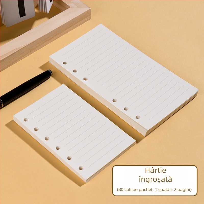 Morning 100 g foi de înlocuire pentru paginile interioare ale blocului A7, cu 6 găuri, linii orizontale, rețea de puncte și pătrate goale; compatibile cu găuri de 9, 20 și 24.