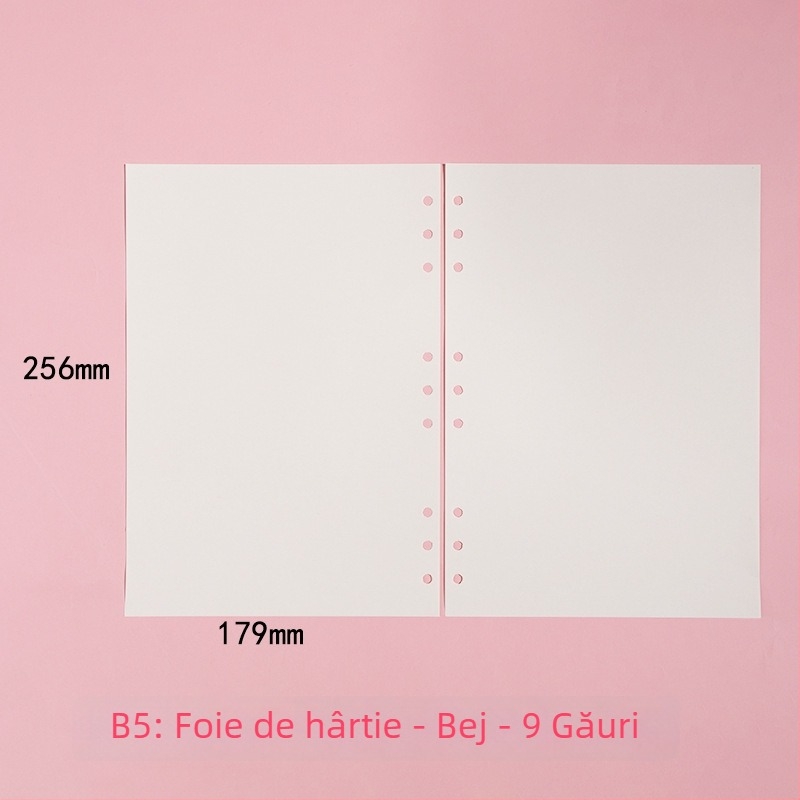 Morning 100 g foi de înlocuire pentru paginile interioare ale blocului A7, cu 6 găuri, linii orizontale, rețea de puncte și pătrate goale; compatibile cu găuri de 9, 20 și 24.
