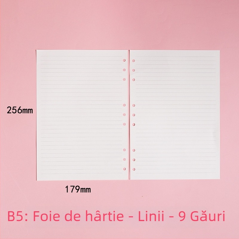 Morning 100 g foi de înlocuire pentru paginile interioare ale blocului A7, cu 6 găuri, linii orizontale, rețea de puncte și pătrate goale; compatibile cu găuri de 9, 20 și 24.