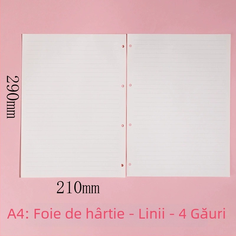 Morning 100 g foi de înlocuire pentru paginile interioare ale blocului A7, cu 6 găuri, linii orizontale, rețea de puncte și pătrate goale; compatibile cu găuri de 9, 20 și 24.