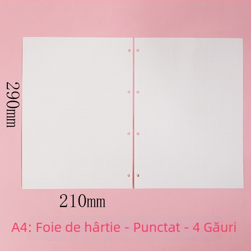 Morning 100 g foi de înlocuire pentru paginile interioare ale blocului A7, cu 6 găuri, linii orizontale, rețea de puncte și pătrate goale; compatibile cu găuri de 9, 20 și 24.