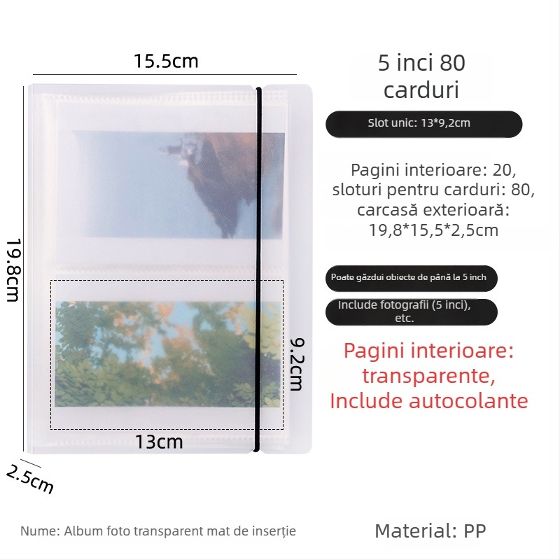 Album foto de 3 inci cu compartimente de depozitare pentru fotografii în stil Polaroid, colecție de fotografii, carduri mici și postcarduri, album de depozitare de dimensiuni multiple.