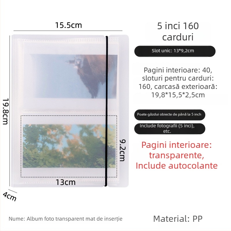 Album foto de 3 inci cu compartimente de depozitare pentru fotografii în stil Polaroid, colecție de fotografii, carduri mici și postcarduri, album de depozitare de dimensiuni multiple.