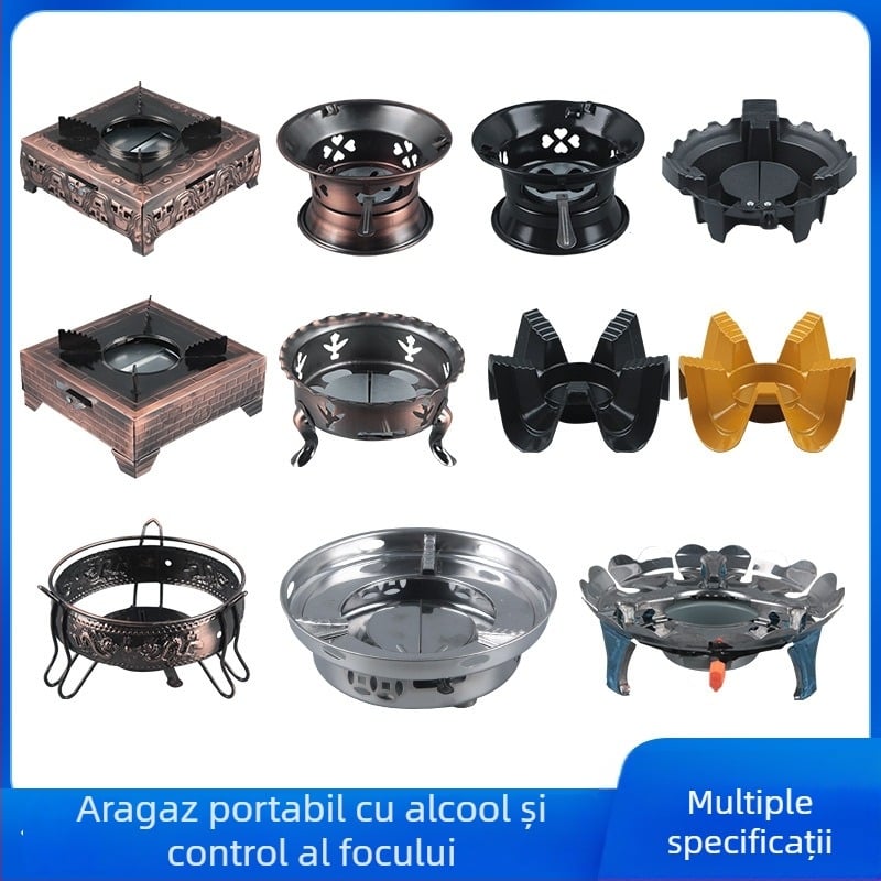 Foc de alcool portabil cu oală din oțel inoxidabil, pentru 2-3 persoane