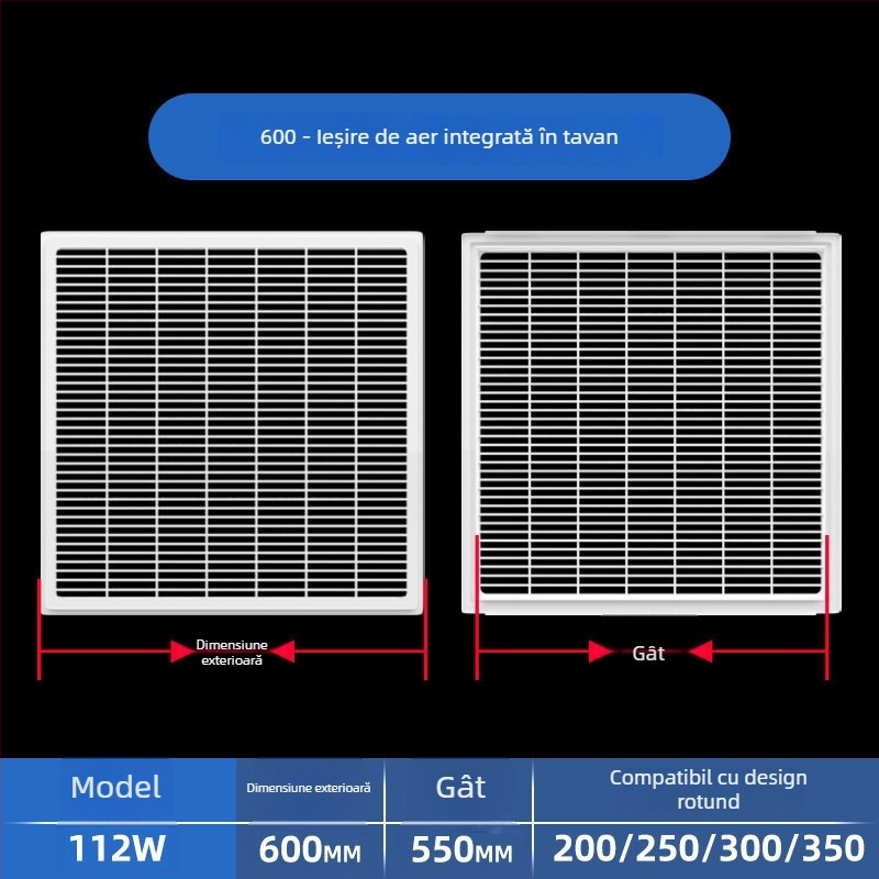 Grilă ABS din plastic pentru ventilația centrală, difuzor de aer, 300x300 mm