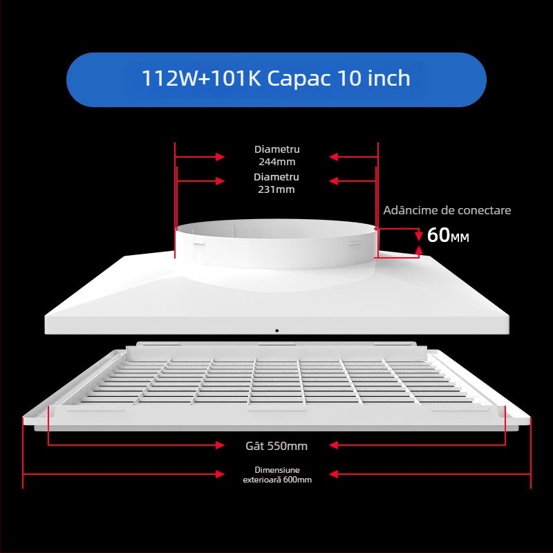 Grilă ABS din plastic pentru ventilația centrală, difuzor de aer, 300x300 mm