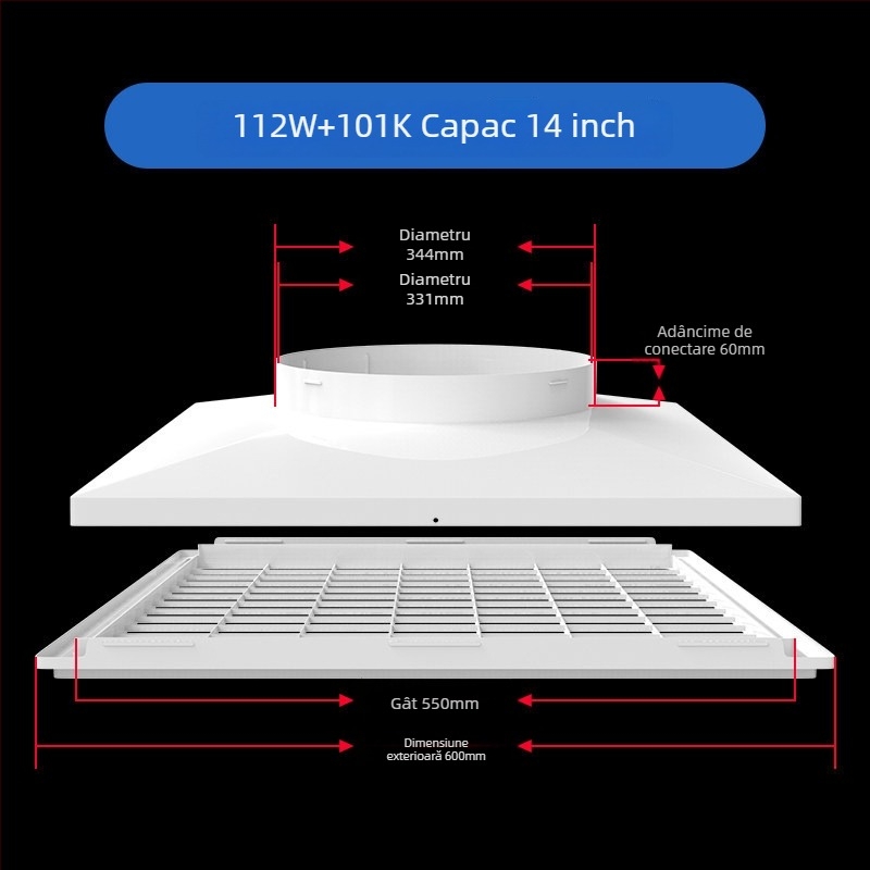 Grilă ABS din plastic pentru ventilația centrală, difuzor de aer, 300x300 mm