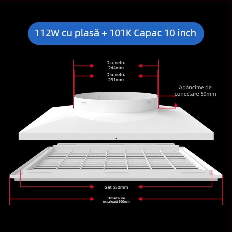 Grilă ABS din plastic pentru ventilația centrală, difuzor de aer, 300x300 mm