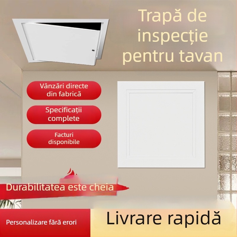 Capac magnetic pentru inspecția în plafonul suspendat, cu panou de acces blocabil și acoperire decorativă