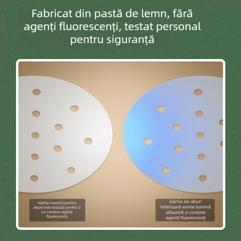 Hârtie de abur mare, de unică folosință pentru uz casnic, hârtie de copt din silicon antiaderent, potrivită pentru aburire și coacere pâine și chifle
