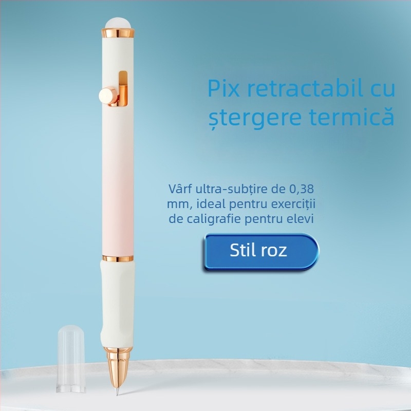 Stilou retractabil, colorat, cu cerneală ștersă termoreactivă, pentru exerciții de scriere, recomandat de profesori