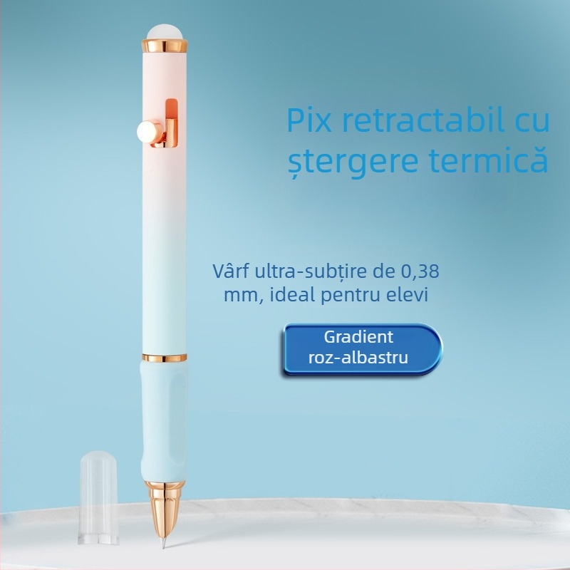 Stilou retractabil, colorat, cu cerneală ștersă termoreactivă, pentru exerciții de scriere, recomandat de profesori