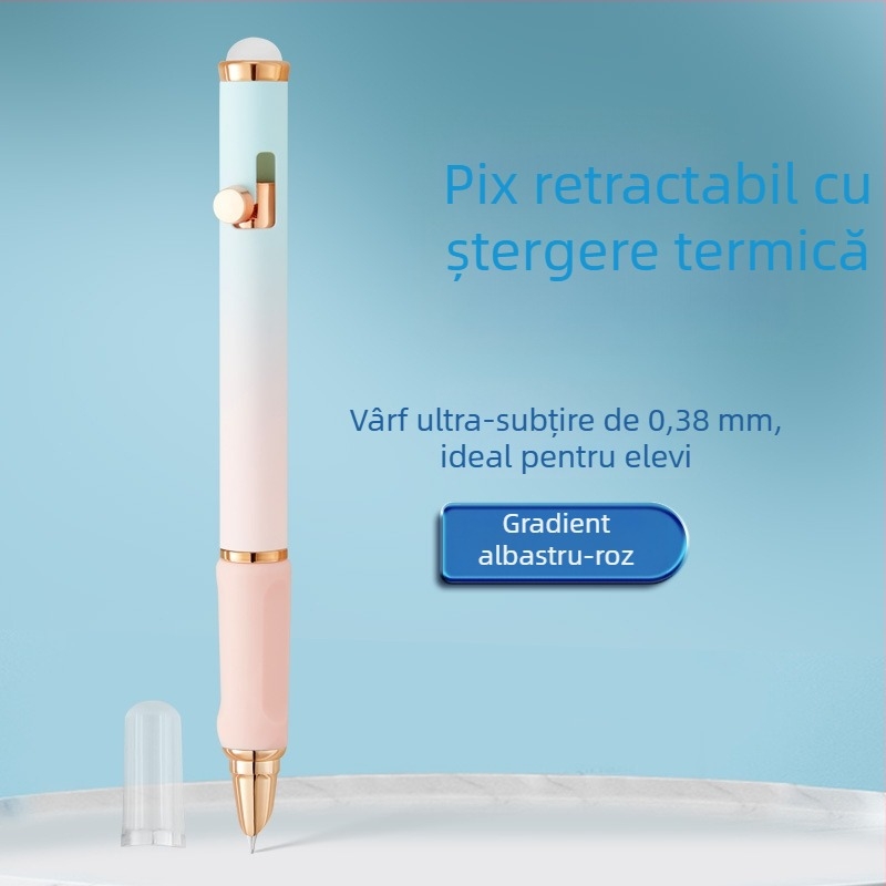 Stilou retractabil, colorat, cu cerneală ștersă termoreactivă, pentru exerciții de scriere, recomandat de profesori